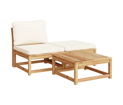 Set de muebles de jardín 4 pzs y cojines madera maciza acacia