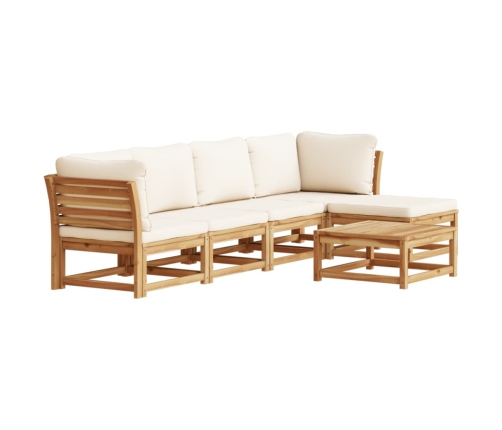 Juego de muebles jardín 6 pzas con cojines madera maciza acacia