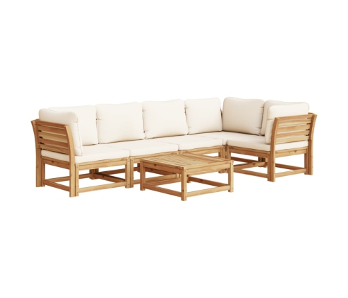 Juego de muebles jardín 6 pzas con cojines madera maciza acacia