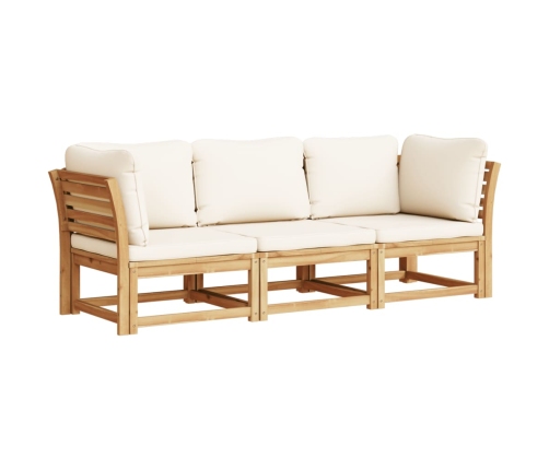 Set de muebles para jardín 3 piezas con cojines madera acacia