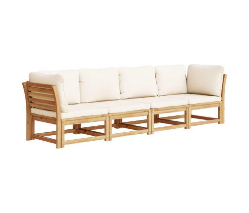 Set de muebles de jardín 4 pzs y cojines madera maciza acacia