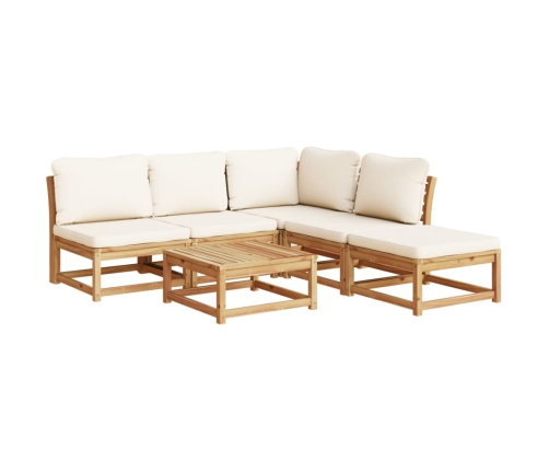 Juego de muebles jardín 6 pzas con cojines madera maciza acacia