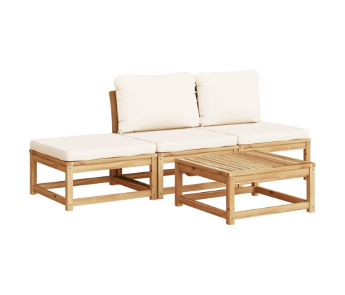 Set de muebles de jardín 4 pzs y cojines madera maciza acacia