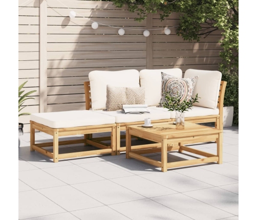 Set de muebles para jardín 3 piezas con cojines madera acacia