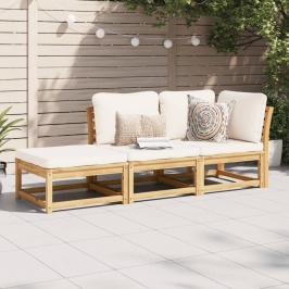 Set de muebles para jardín 3 piezas con cojines madera acacia