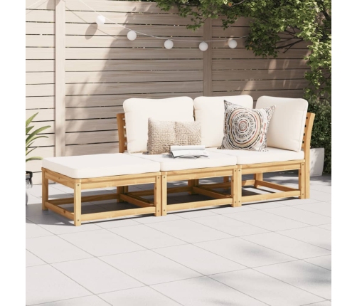 Set de muebles para jardín 3 piezas con cojines madera acacia