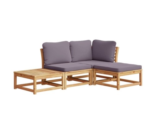 Set de muebles de jardín 4 pzs y cojines madera maciza acacia