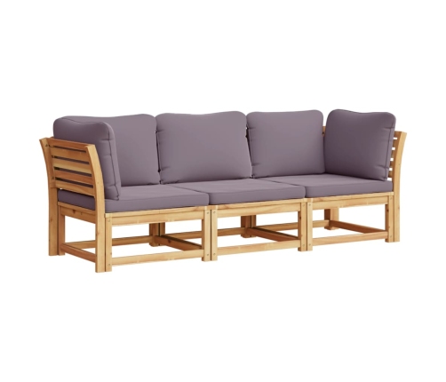 Set de muebles para jardín 3 piezas con cojines madera acacia