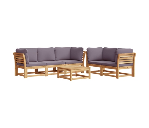 Juego de muebles jardín 6 pzas con cojines madera maciza acacia