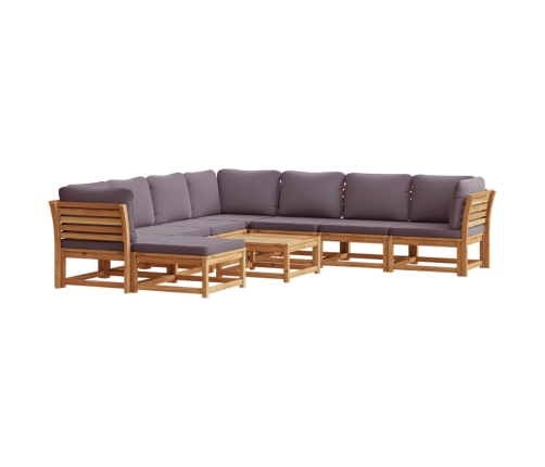 Juego de muebles jardín 9 pzas con cojines madera maciza acacia