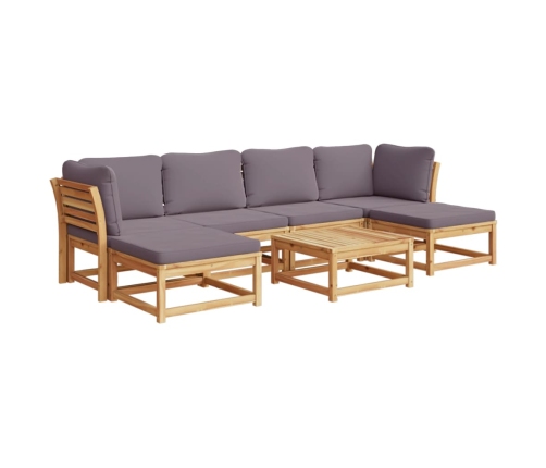 Juego de muebles jardín 7 pzas con cojines madera maciza acacia