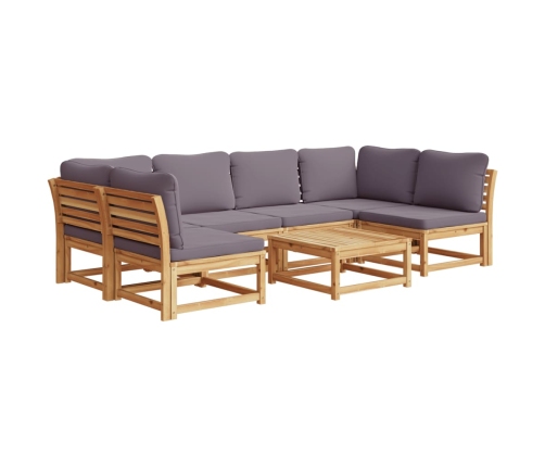 Juego de muebles jardín 7 pzas con cojines madera maciza acacia