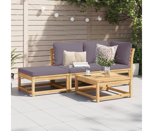 Set de muebles para jardín 3 piezas con cojines madera acacia