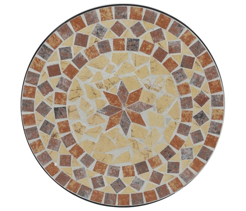 Juego de bistró de mosaico de hierro cerámica terracota blanco