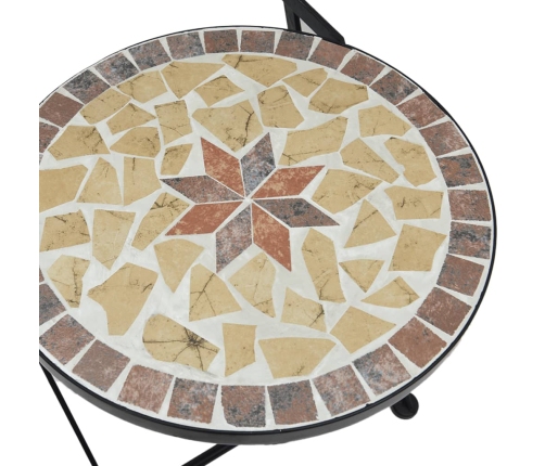 Juego de bistró de mosaico de hierro cerámica terracota blanco