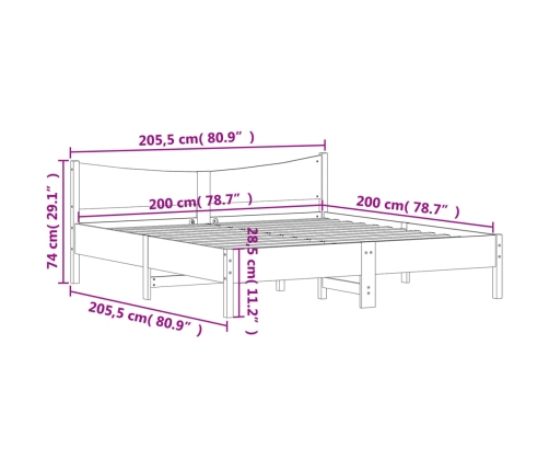 Estructura de cama sin colchón madera maciza blanca 200x200 cm