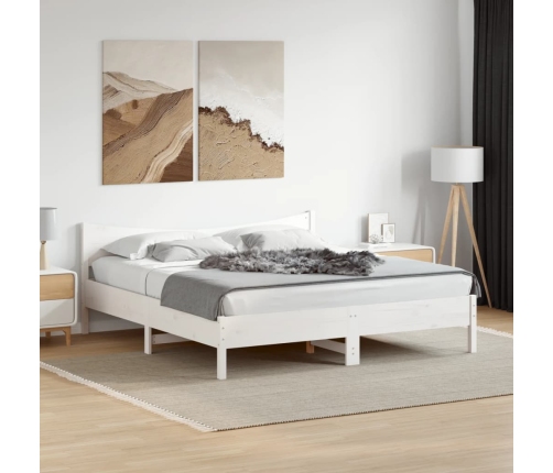 Cama sin colchón madera maciza de pino blanca 180x200 cm