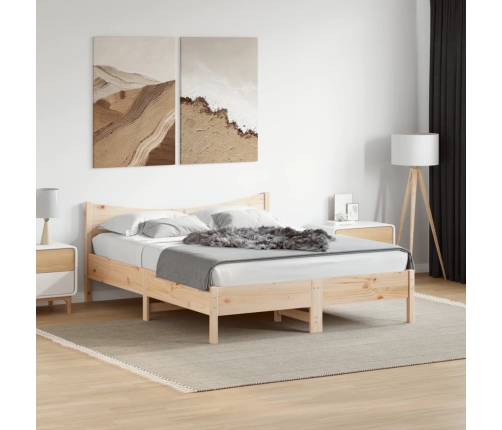 Estructura de cama sin colchón madera maciza de pino 160x200 cm