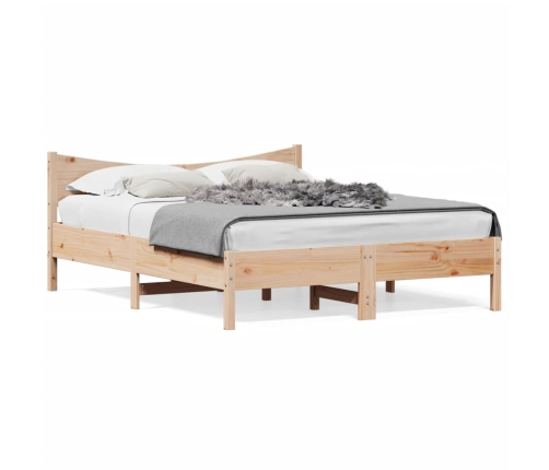 Estructura de cama sin colchón madera maciza de pino 160x200 cm