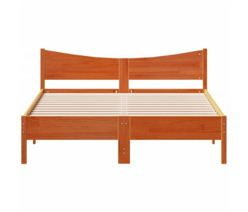 Cama sin colchón madera maciza pino marrón cera 150x200 cm