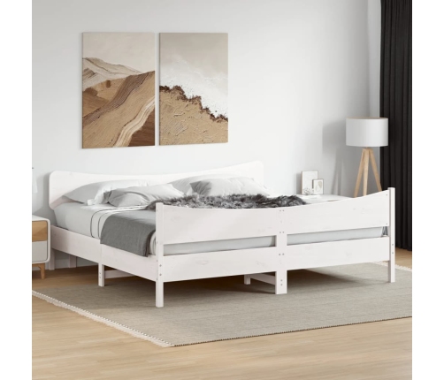 Cama sin colchón madera maciza de pino blanca 180x200 cm