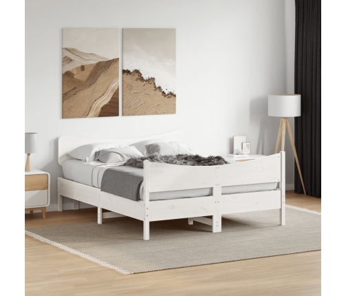 Estructura de cama sin colchón madera de pino blanca 150x200 cm