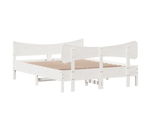 Estructura de cama sin colchón madera de pino blanca 150x200 cm