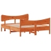 Cama sin colchón madera maciza pino marrón cera 150x200 cm