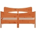 Cama sin colchón madera maciza pino marrón cera 150x200 cm