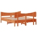 Cama sin colchón madera maciza pino marrón cera 150x200 cm