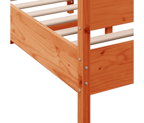 Cama sin colchón madera maciza pino marrón cera 150x200 cm