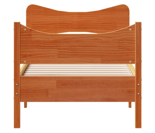 Cama sin colchón madera maciza de pino marrón cera 100x200 cm