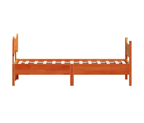 Cama sin colchón madera maciza de pino marrón cera 100x200 cm