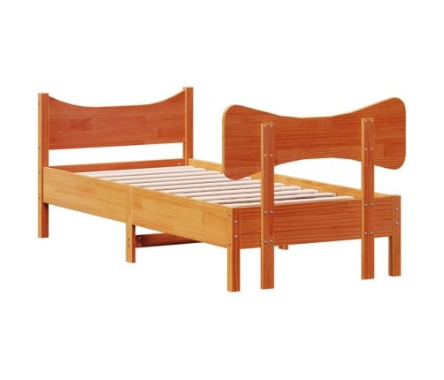 Cama sin colchón madera maciza de pino marrón cera 100x200 cm