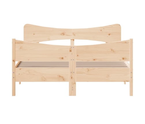 Estructura de cama sin colchón madera maciza de pino 140x190 cm