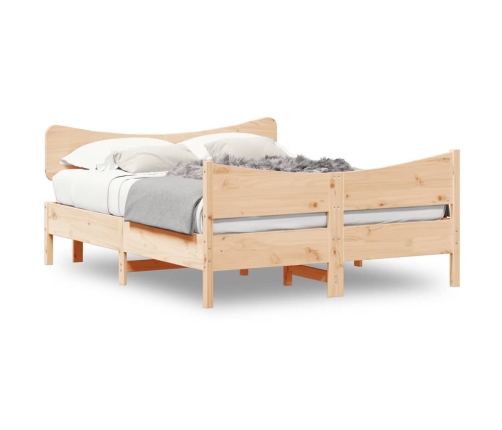 Estructura de cama sin colchón madera maciza de pino 140x190 cm