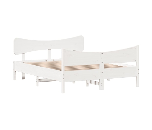 Estructura de cama sin colchón madera de pino blanca 140x190 cm