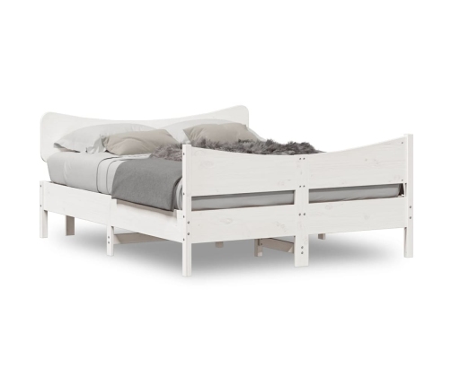 Estructura de cama sin colchón madera de pino blanca 140x190 cm