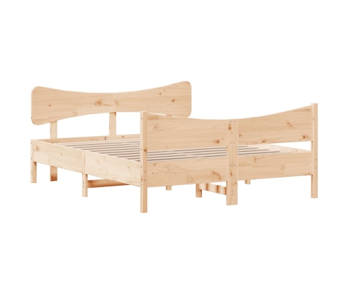 Estructura de cama sin colchón madera maciza de pino 135x190 cm