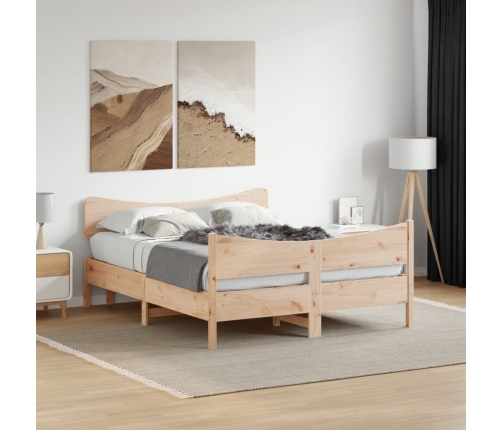 Estructura de cama sin colchón madera maciza de pino 135x190 cm