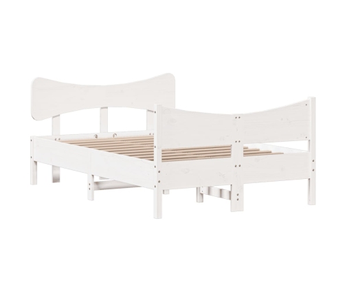 Estructura de cama sin colchón madera maciza blanca 120x190 cm