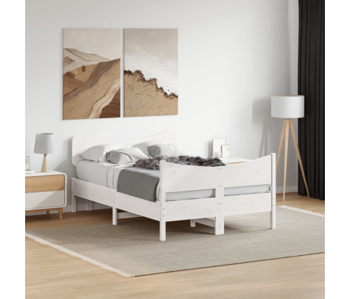 Estructura de cama sin colchón madera maciza blanca 120x190 cm