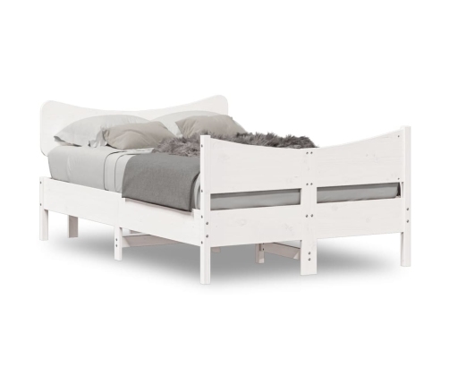 Estructura de cama sin colchón madera maciza blanca 120x190 cm