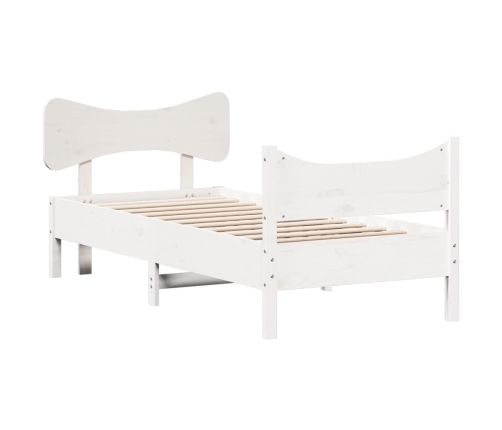 Estructura de cama sin colchón madera maciza blanca 75x190 cm