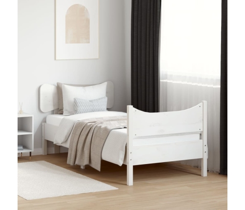 Estructura de cama sin colchón madera maciza blanca 75x190 cm
