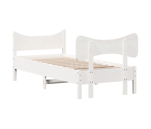 Estructura de cama sin colchón madera maciza blanca 75x190 cm
