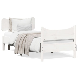 Estructura de cama sin colchón madera maciza blanca 75x190 cm