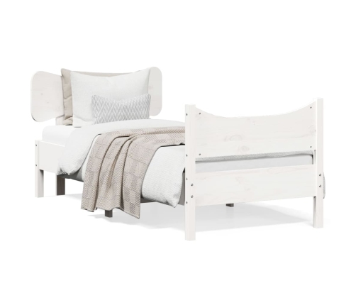 Estructura de cama sin colchón madera maciza blanca 75x190 cm