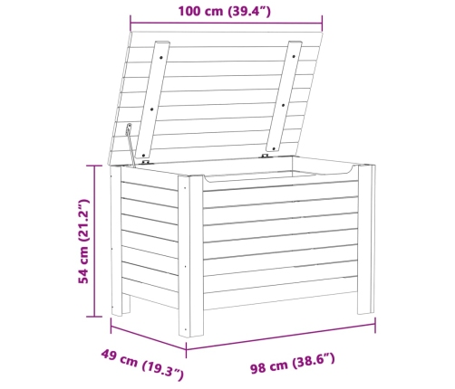 Caja de almacenaje con tapa RANA madera maciza pino 100x49x54cm