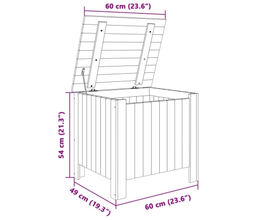 Caja de almacenaje con tapa RANA madera maciza pino 60x49x54 cm